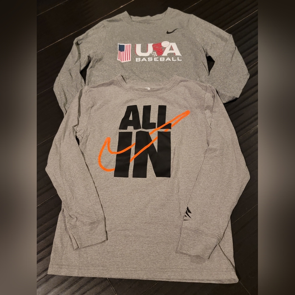 Nike Gray Long Sleeve with Black and Orange Accents